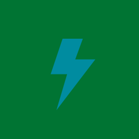 Green lightning bolt for financial tip